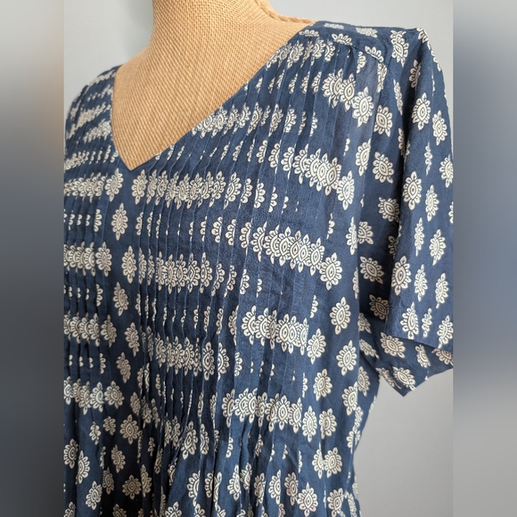 Anokhi navy blue printed cotton dress - Picture 4 of 6